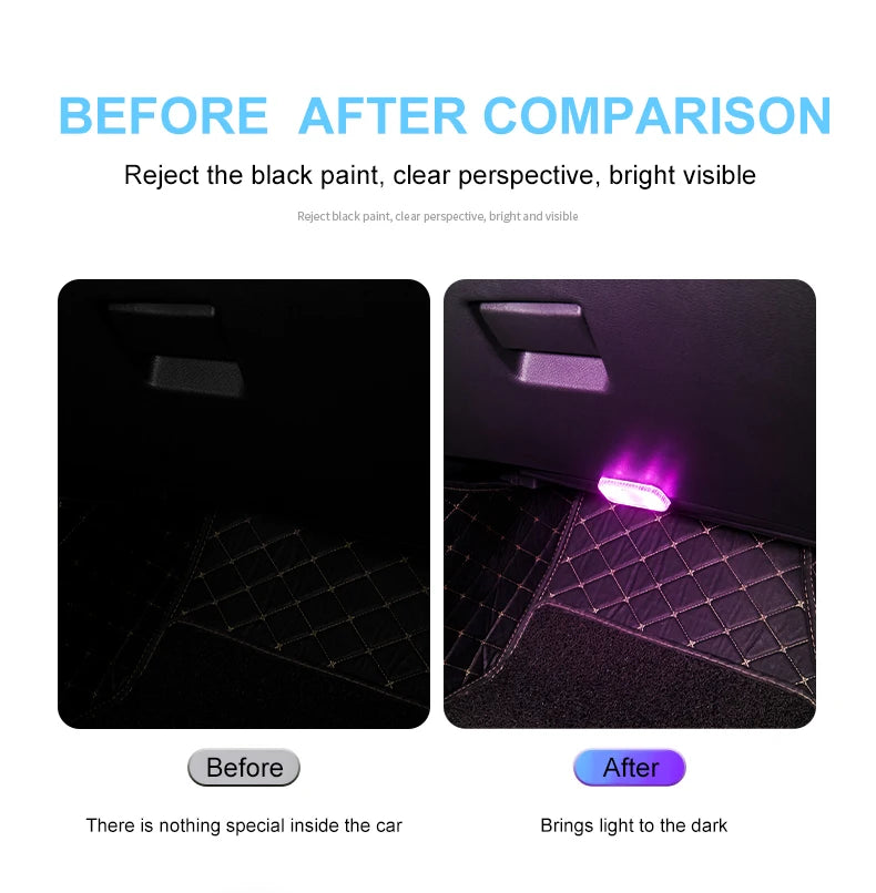 LED Touch Light Mini Wireless Car Interior Lighting Auto Roof Ceiling Reading Lamp for Door Foot Trunk Storage Box USB Charging