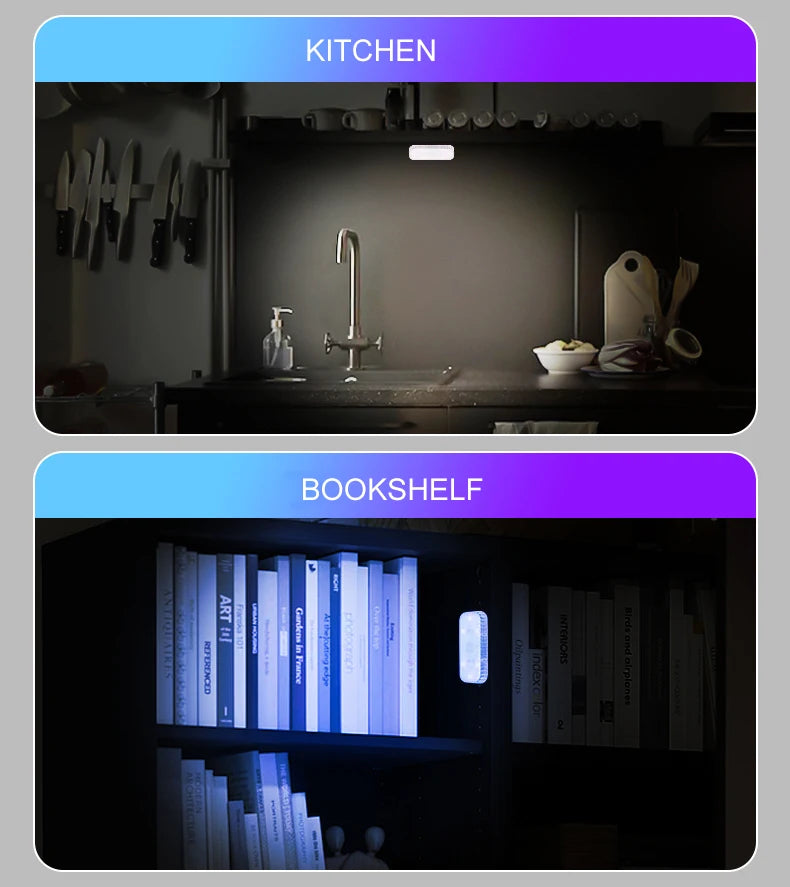 LED Touch Light Mini Wireless Car Interior Lighting Auto Roof Ceiling Reading Lamp for Door Foot Trunk Storage Box USB Charging