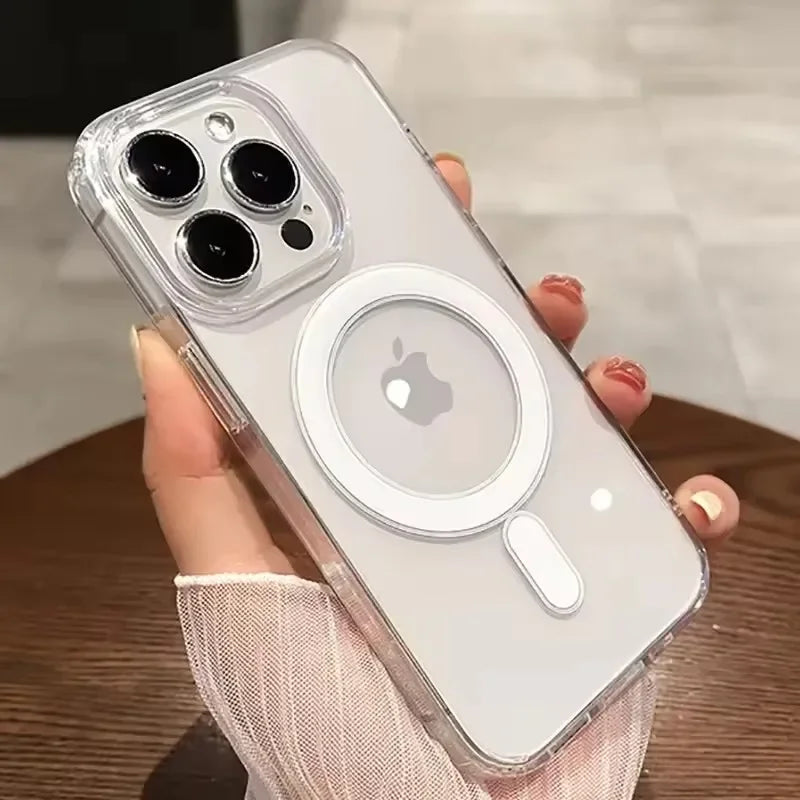 Transparent Magnetic For Magsafe Wireless Charge Cases For iPhone 17 16 15 14 13 12 11 Pro Max Shockproof Cover Accessories