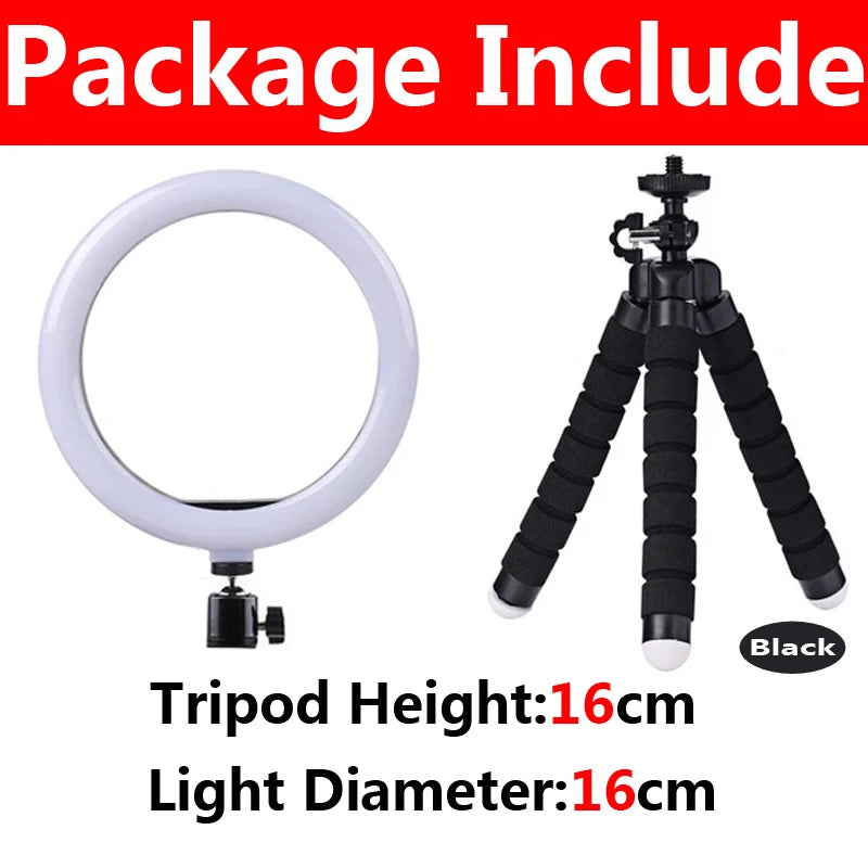 LED Photography RingLight 3 Modes Dimmable Selfie Ring Light With Tripod & Phone Stand For TikTok Video Live Makeup Fill Lamp