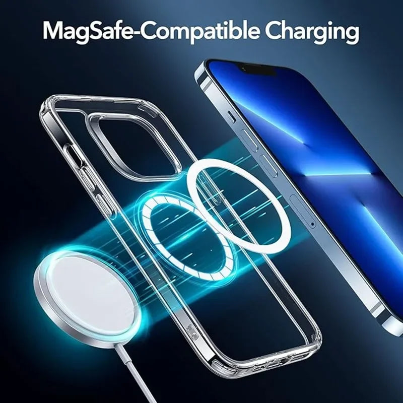 Transparent Magnetic For Magsafe Wireless Charge Cases For iPhone 17 16 15 14 13 12 11 Pro Max Shockproof Cover Accessories