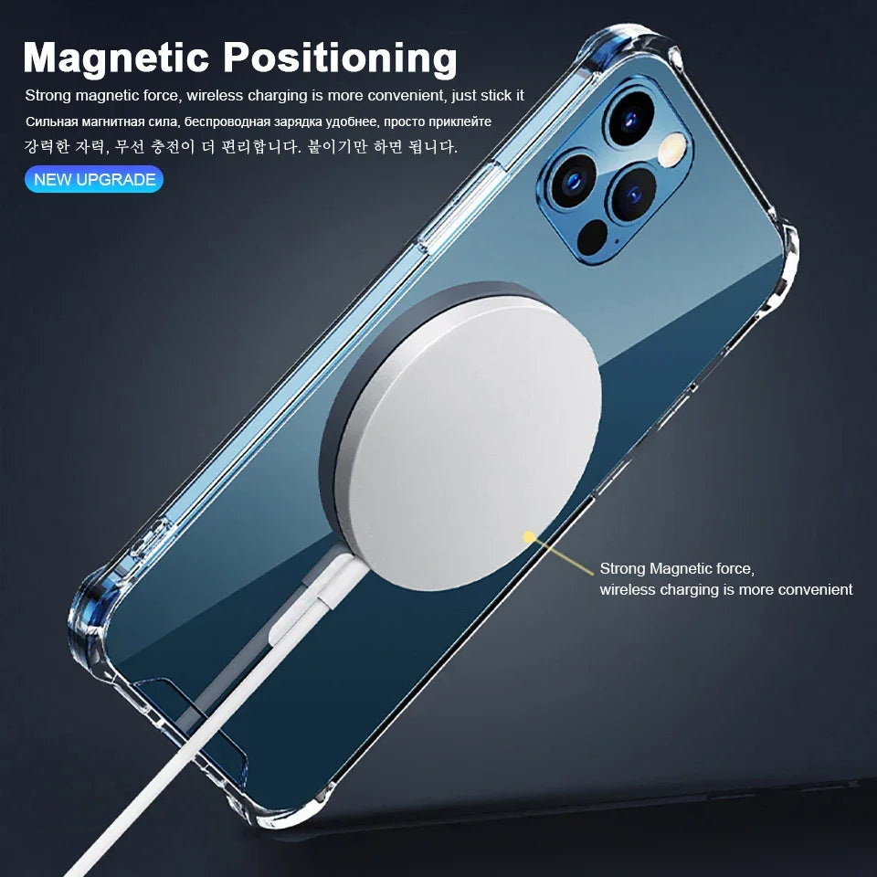 Transparent Magnetic For Magsafe Wireless Charge Cases For iPhone 17 16 15 14 13 12 11 Pro Max Shockproof Cover Accessories