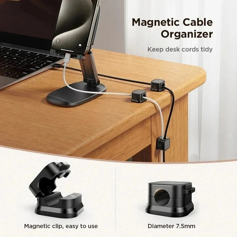Magnetic Cable Clip Cable Holder Adhesive Wire Keeper Cord Cable Organizer for Home Office Under Desk Management