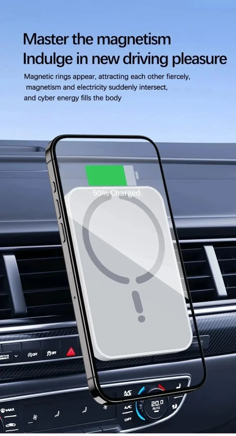 30W Magnetic Car Wireless Chargers Air Vent Clip Phone Holder for iPhone16 15 14 13 12 Pro Max Macsafe Car Charger Fast Charging