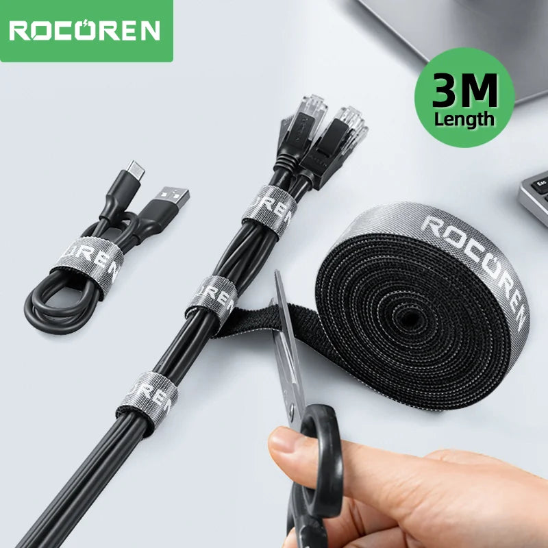 Rocoren Cable Organizer 3M Wire Winder USB Cable Management Charger Protector Phone Mouse Earphone Cable Holder Cord Protection