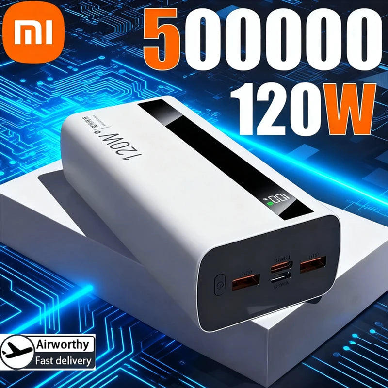 Xiaomi 500000mAh Power Bank 120W Fast Charging Large Capacity Power Bank PD 20W Suitable For All Mobile Phones Long Endurance