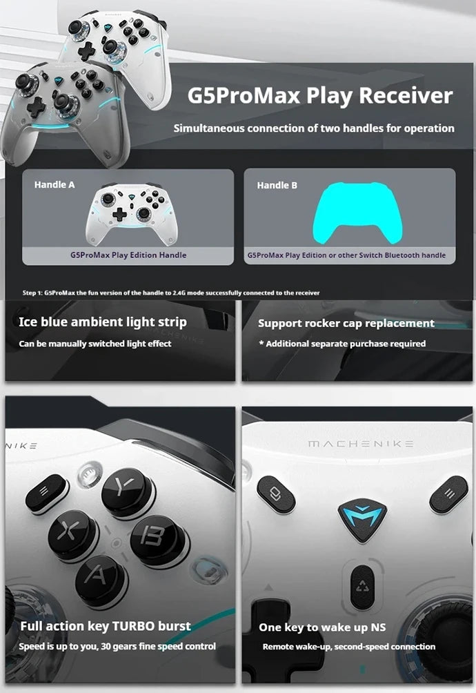 Machenike G5 Pro Max Gamepad Gaming Controller Tri-Mode Fps Wireless Game Pad Elite Hall Trigger Joystick For Switch Pc Steam