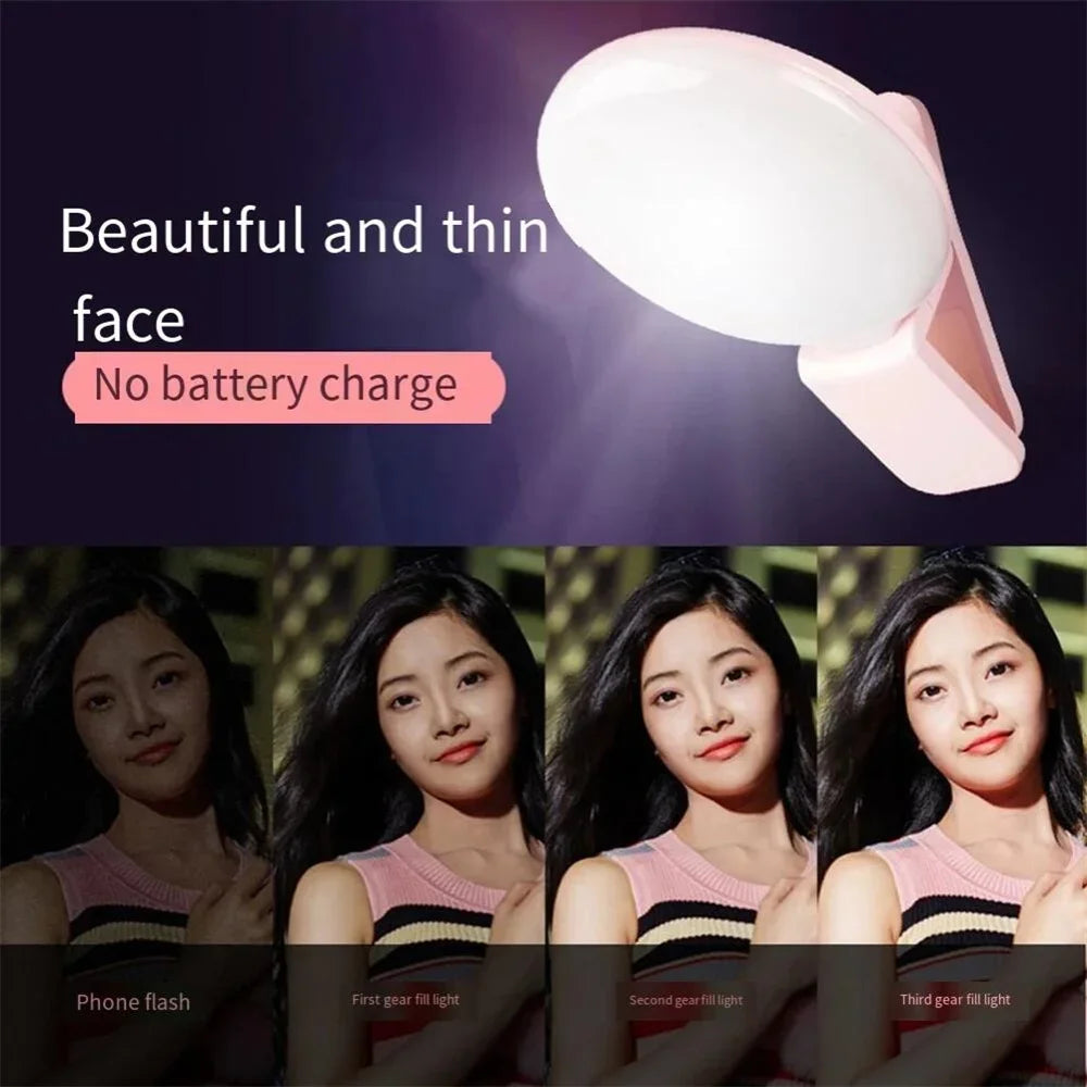 LED Selfie Ring Light Portable Clip Portable Mobile Phone Fill Flash Lens Ring Light Three Stop Dimming Mini Durable Practical