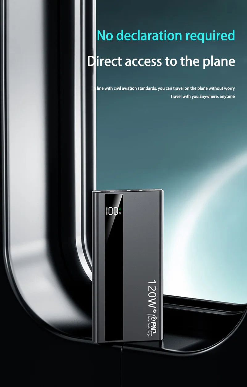 New 500000mAh High Capacity PowerBank 120W Super Fast Charging Portable External Battery Powerbank CCC For iphone Huawei 2025