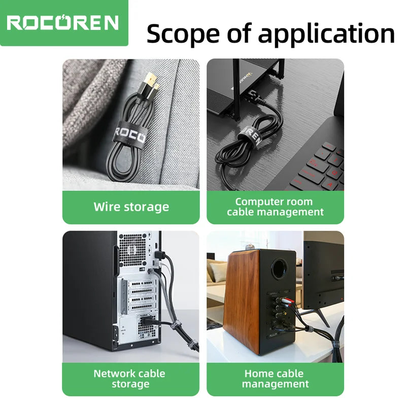 Rocoren Cable Organizer 3M Wire Winder USB Cable Management Charger Protector Phone Mouse Earphone Cable Holder Cord Protection