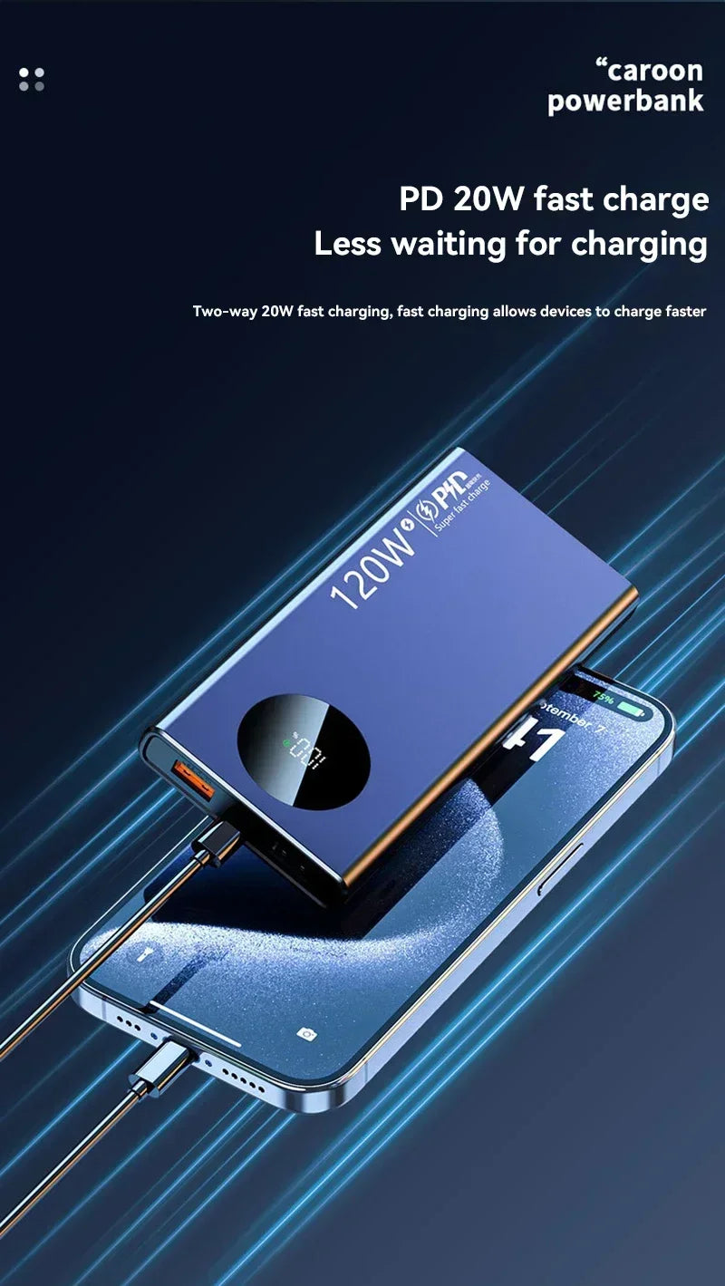 500000mAh Fast Charging Power Bank 120W High Capacity Powerbank Portable Battery Charger Take On The Plane For All Phones