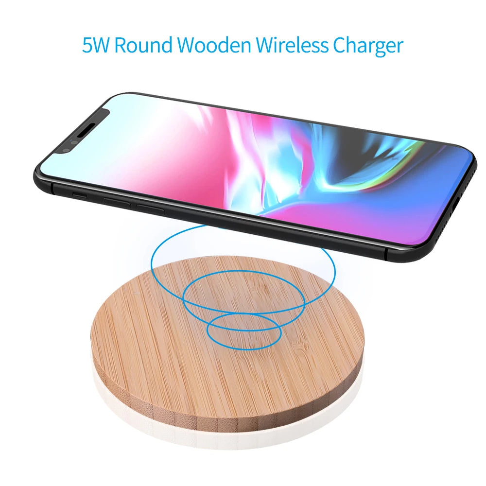 Quick Charge Wood Wireless Charger for Mobile Phone 5W Wooden Wireless Charger USB C Fast Charging Pad Stand without Cable