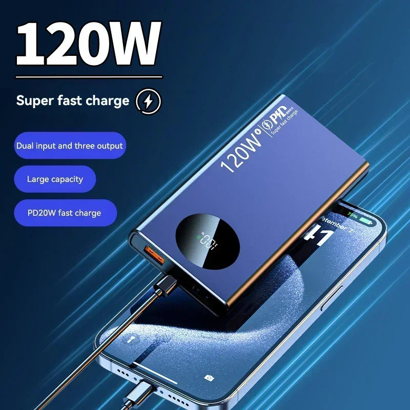 500000mAh Fast Charging Power Bank 120W High Capacity Powerbank Portable Battery Charger Take On The Plane For All Phones