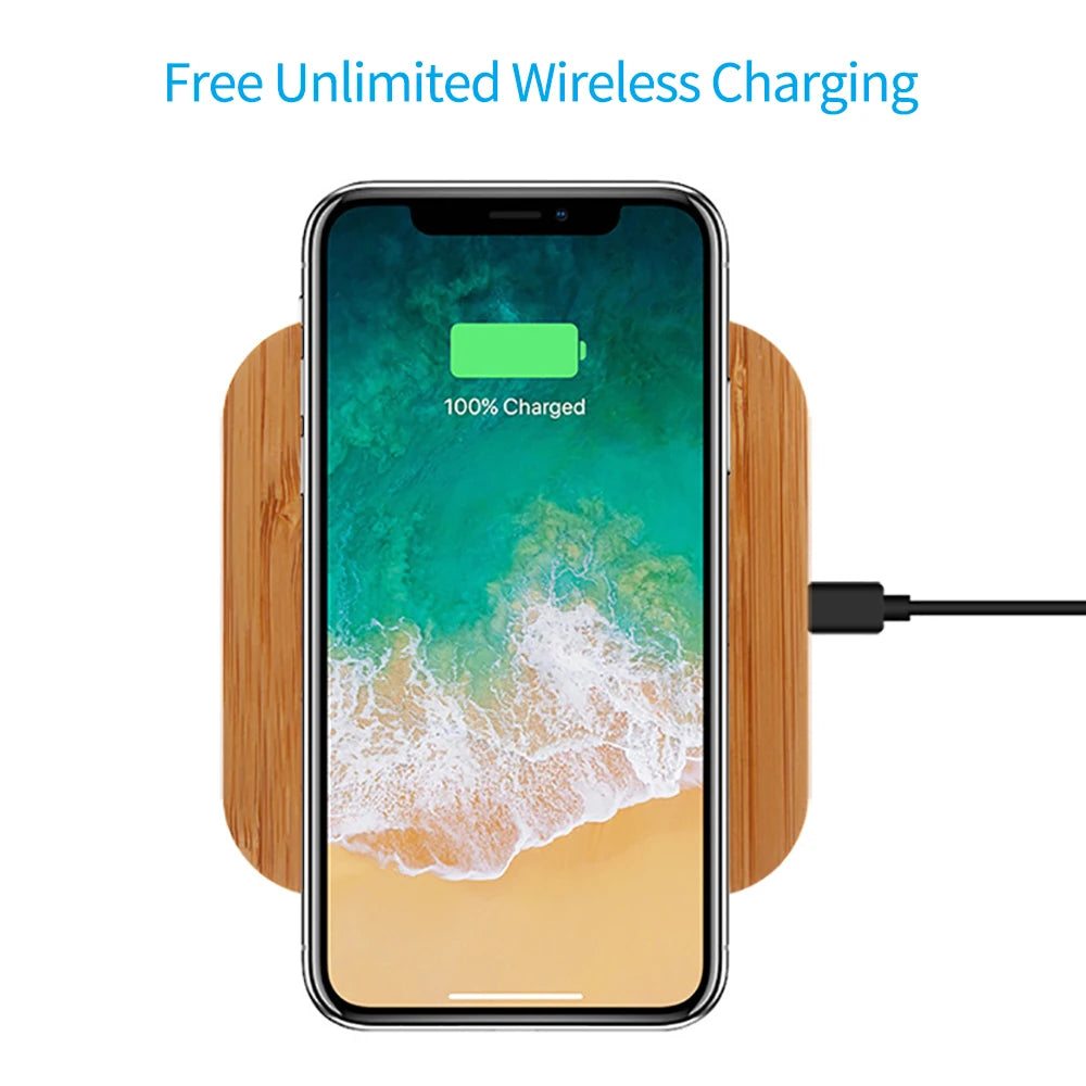 Quick Charge Wood Wireless Charger for Mobile Phone 5W Wooden Wireless Charger USB C Fast Charging Pad Stand without Cable