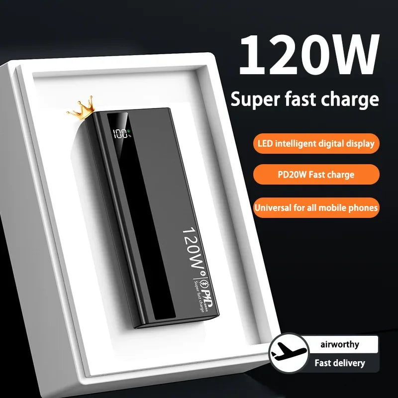 New 500000mAh High Capacity PowerBank 120W Super Fast Charging Portable External Battery Powerbank CCC For iphone Huawei 2025