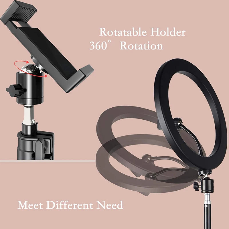 LED Ring Light Photography Adjustable Lighting Phone Ringlight With 20cm Tripod Stand USB Round Fill Lamp For Phone Video Live
