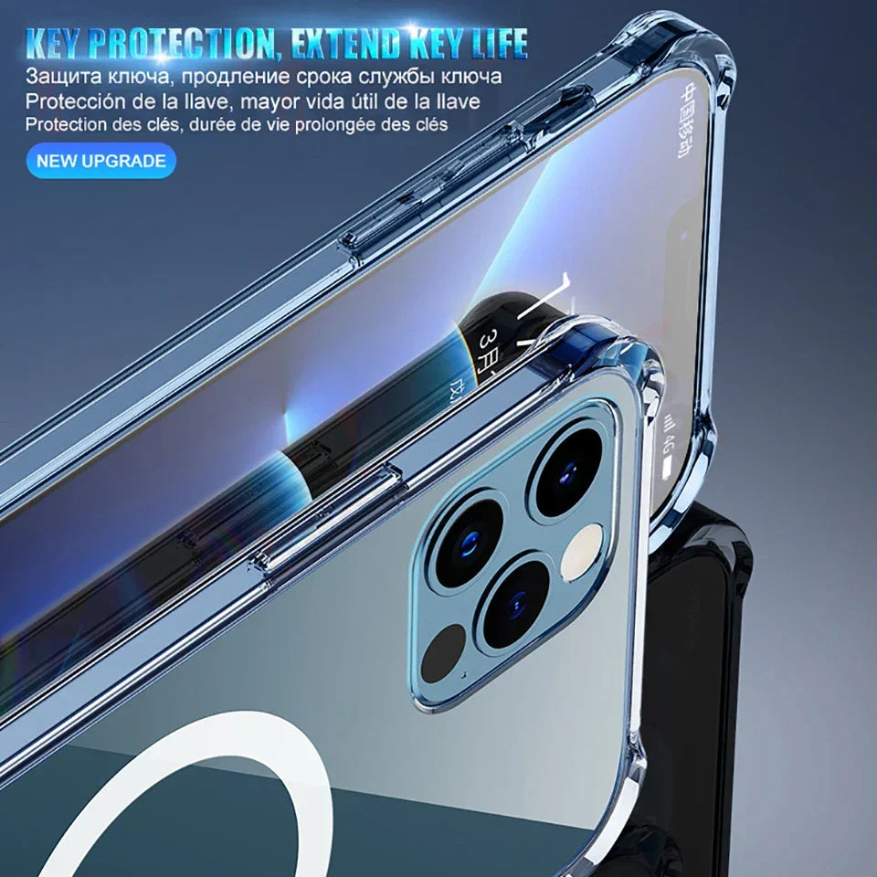 Transparent Magnetic For Magsafe Wireless Charge Cases For iPhone 17 16 15 14 13 12 11 Pro Max Shockproof Cover Accessories