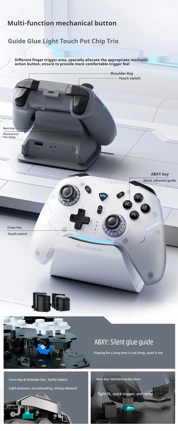 Machenike G5 Pro Max Gamepad Gaming Controller Tri-Mode Fps Wireless Game Pad Elite Hall Trigger Joystick For Switch Pc Steam