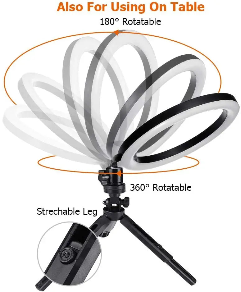LED Ring Light Photography Adjustable Lighting Phone Ringlight With 20cm Tripod Stand USB Round Fill Lamp For Phone Video Live