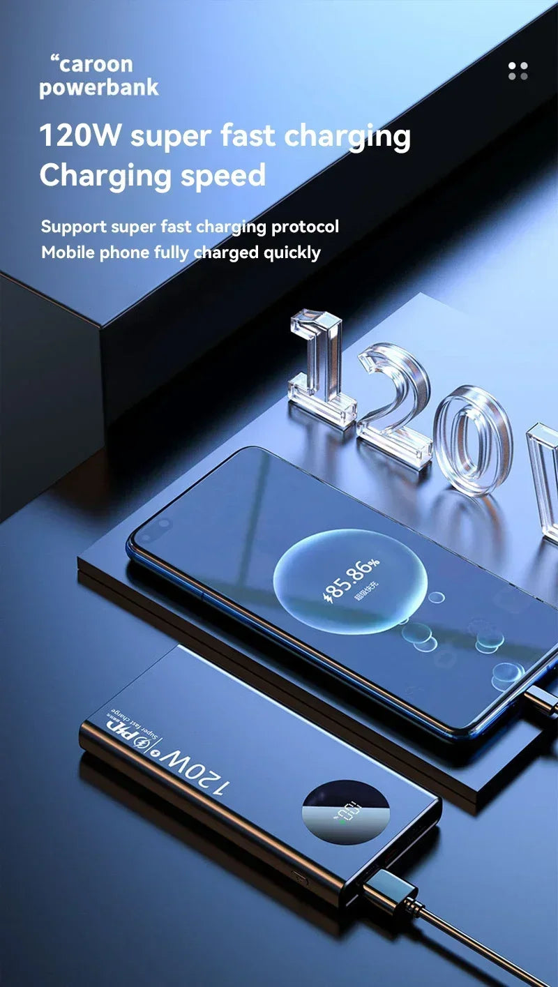 500000mAh Fast Charging Power Bank 120W High Capacity Powerbank Portable Battery Charger Take On The Plane For All Phones