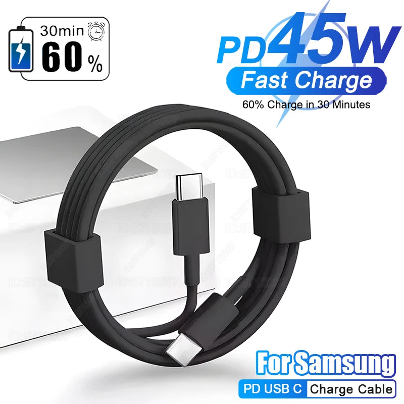 45W PD USB C Fast Charging Cable For Samsung Galaxy S24 S21 S22 S23 Ultra Plus A53 A54 Type C Charge Cable For Samsung Data Line
