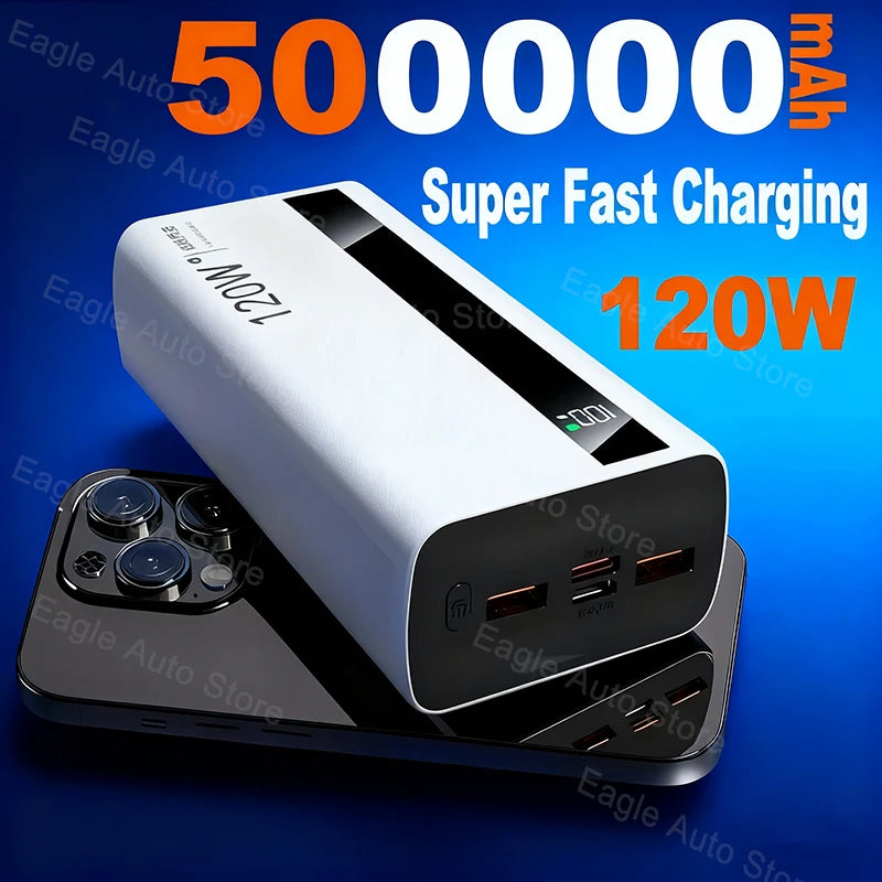 New 500000mAh High Capacity PowerBank 120W Super Fast Charging Portable External Battery Powerbank CCC For iphone Huawei 2025