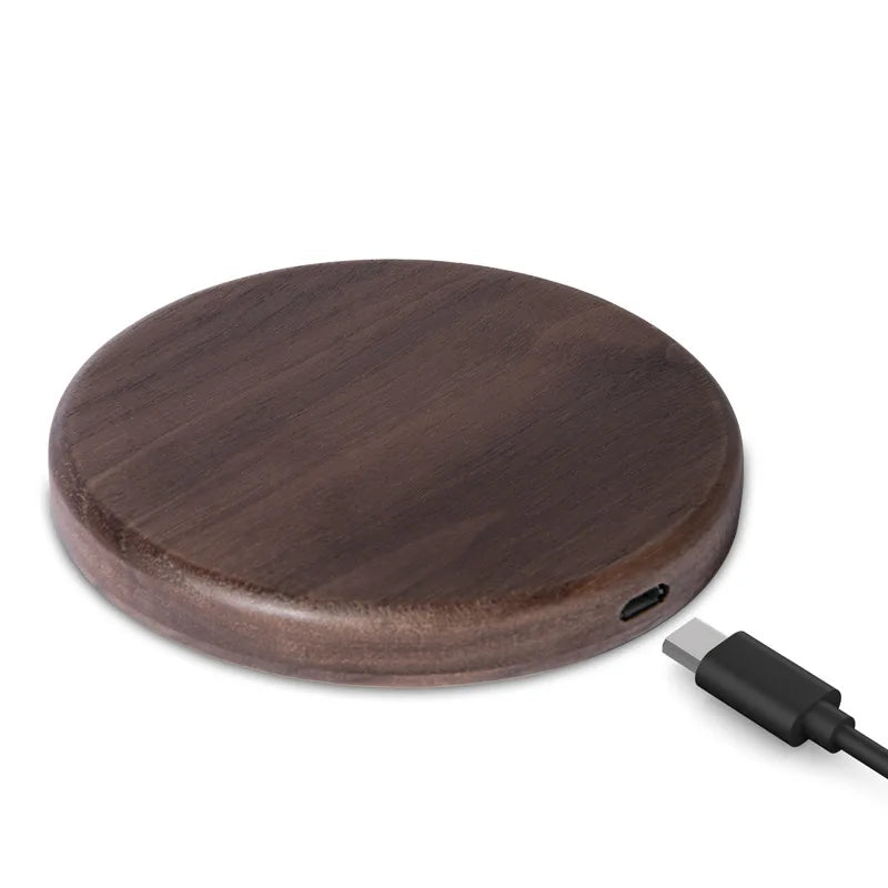 10W 15W Wireless Charger Walnut Wood Grain Slim Wireless Charging for iPhone 16 15 14 13 12 Pro Max S24 S23 FE Ultra Charger Pad