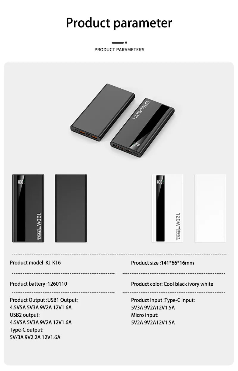 New 500000mAh High Capacity PowerBank 120W Super Fast Charging Portable External Battery Powerbank CCC For iphone Huawei 2025