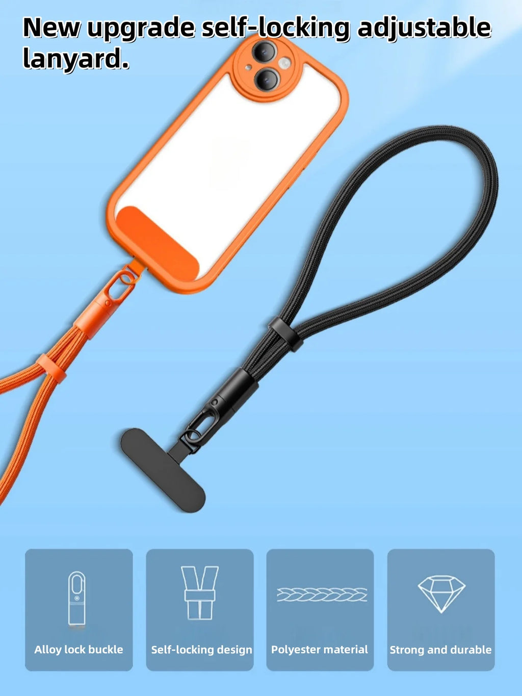 Adjustable Mobile Phone Strap Lanyard Crossbody Phone Lanyards Neck Rope with Patch for iPhone Cell Phone Hanging Cord Strap