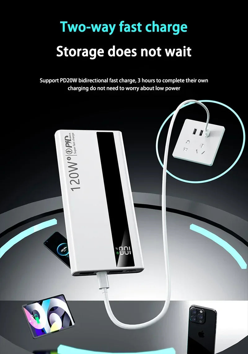 Xiaomi 500000mAh Power Bank 120W Fast Charging Large Capacity Power Bank PD 20W Suitable For All Mobile Phones Long Endurance