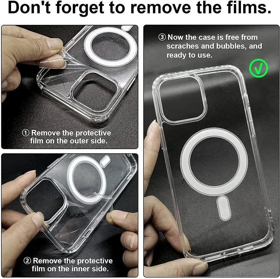 Transparent Magnetic For Magsafe Wireless Charge Cases For iPhone 17 16 15 14 13 12 11 Pro Max Shockproof Cover Accessories