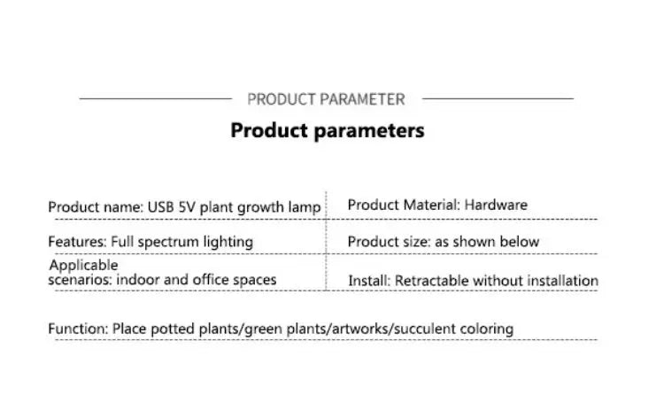 LED Indoor Angel Ring Plant Growth Light 2/4/8H On/Off Timer USB 5V Retractable Height Full Spectrum Simulated Sunlight Plant