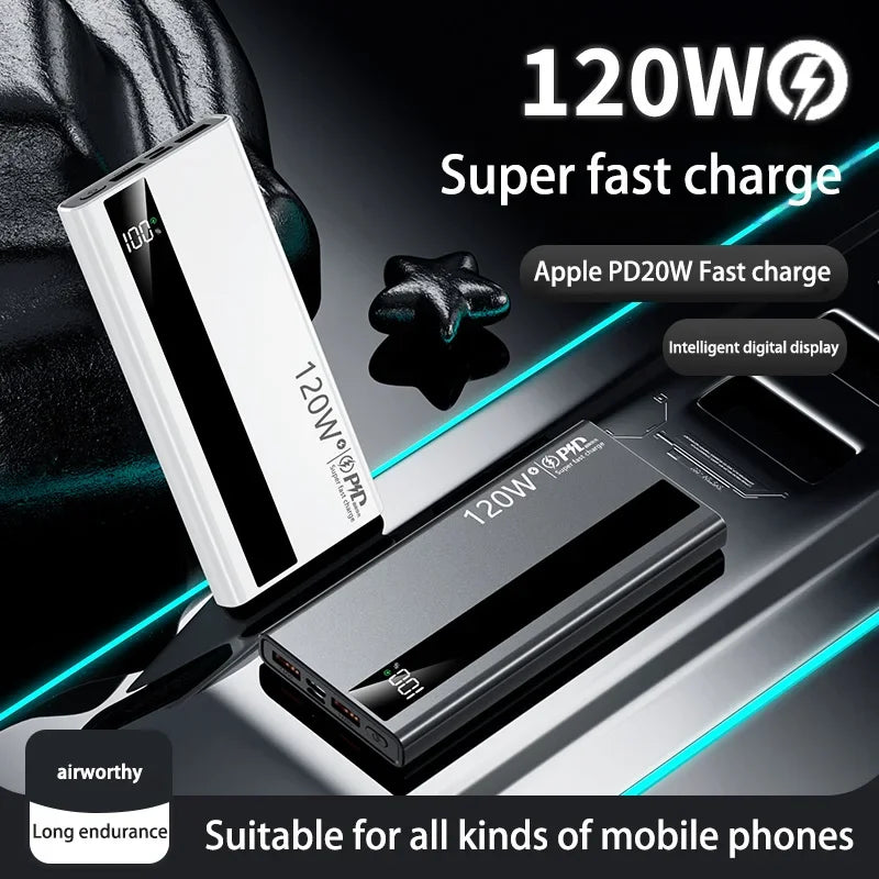 New 500000mAh High Capacity PowerBank 120W Super Fast Charging Portable External Battery Powerbank CCC For iphone Huawei 2025