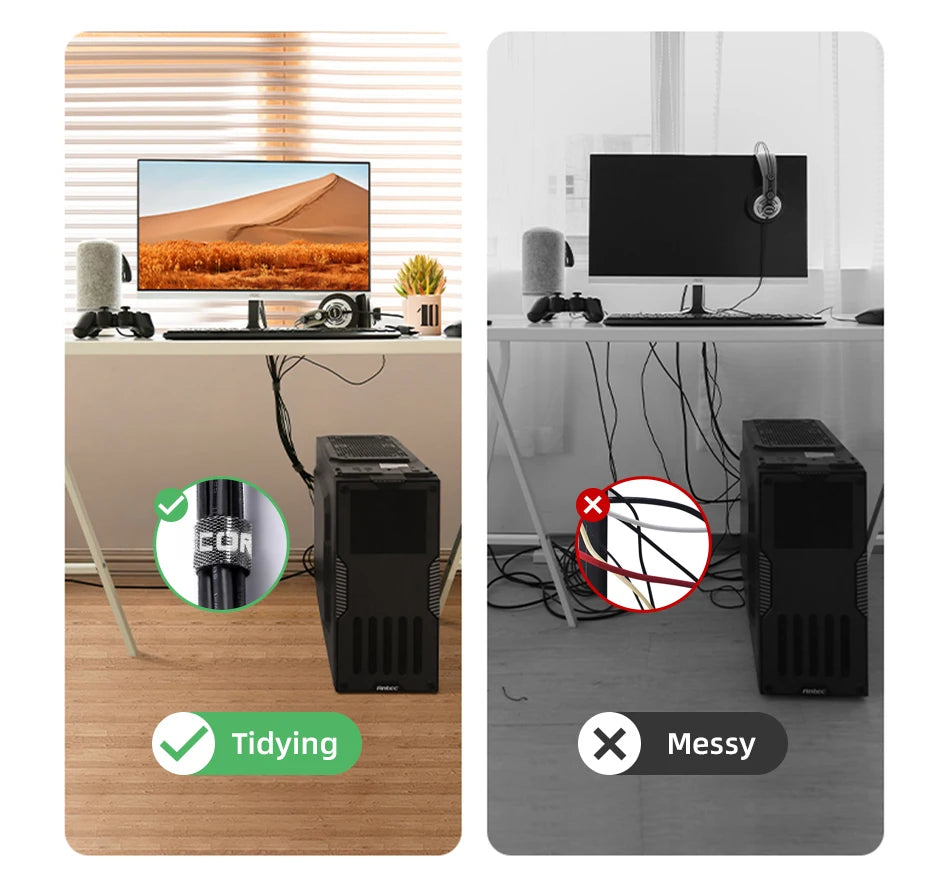 Rocoren Cable Organizer 3M Wire Winder USB Cable Management Charger Protector Phone Mouse Earphone Cable Holder Cord Protection