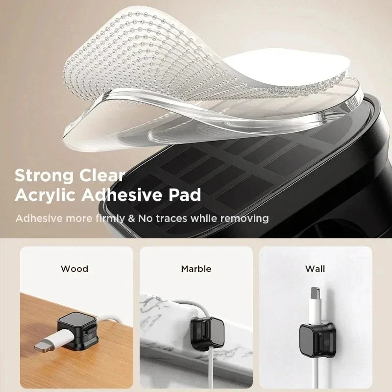 Magnetic Cable Clip Cable Holder Adhesive Wire Keeper Cord Cable Organizer for Home Office Under Desk Management