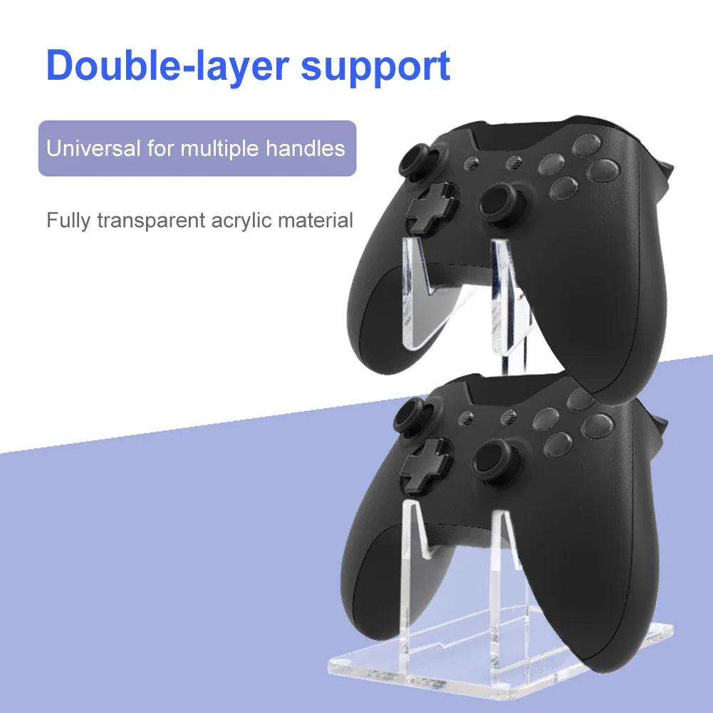 Double-deck Gamepad Holder Storage Rack Acrylic Game Controller Bracket Mount Accessories Gamepad Headset Stand for PS4/PS3/Xbox