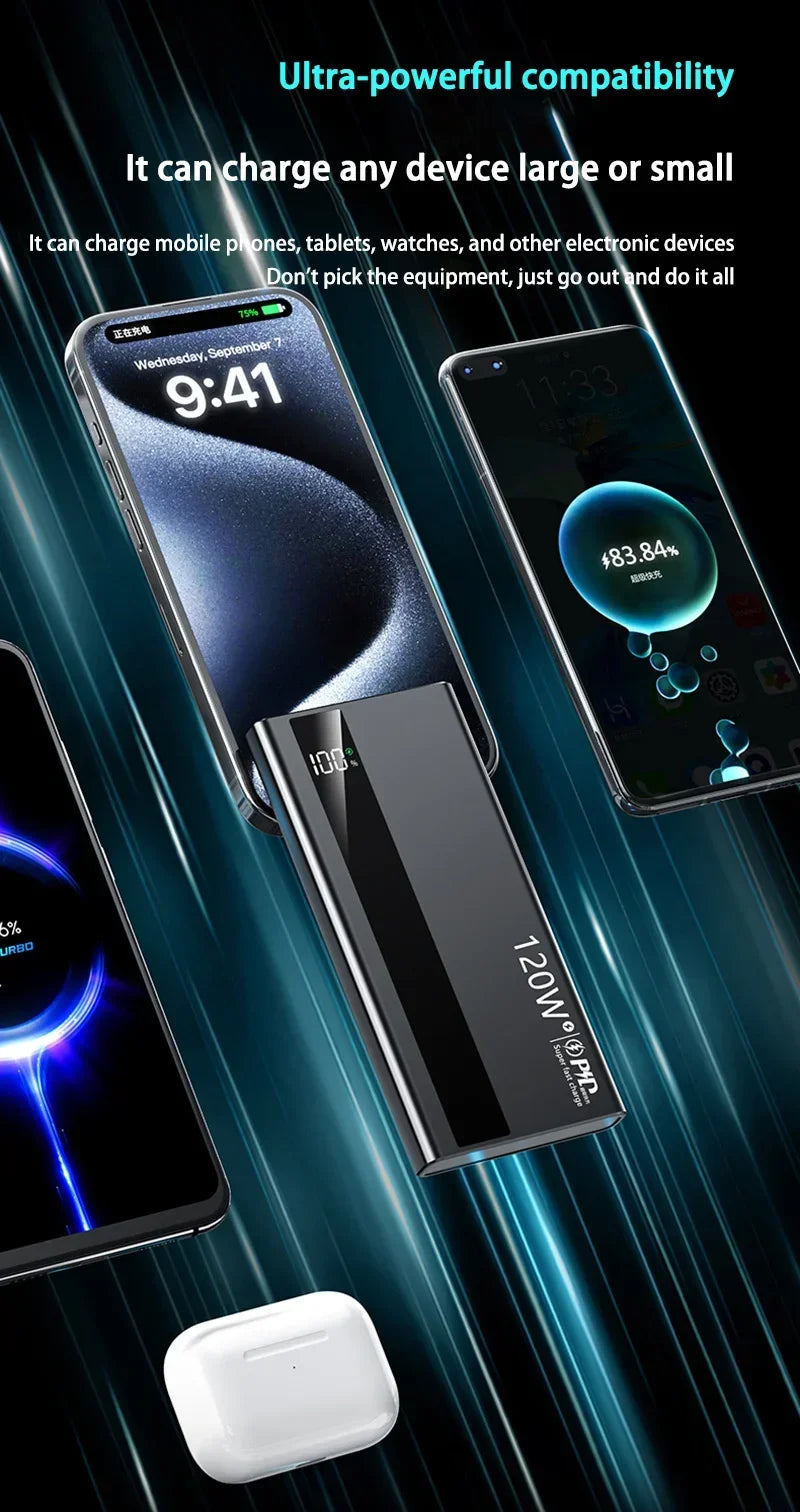 Xiaomi 500000mAh Power Bank 120W Fast Charging Large Capacity Power Bank PD 20W Suitable For All Mobile Phones Long Endurance