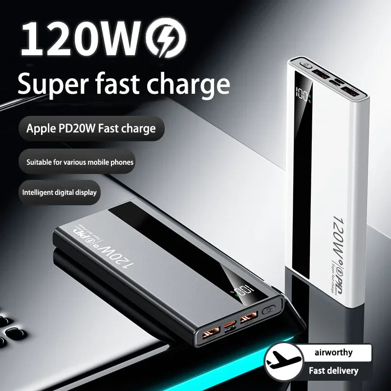 New 500000mAh High Capacity PowerBank 120W Super Fast Charging Portable External Battery Powerbank CCC For iphone Huawei 2025