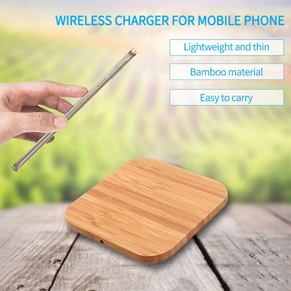 Quick Charge Wood Wireless Charger for Mobile Phone 5W Wooden Wireless Charger USB C Fast Charging Pad Stand without Cable