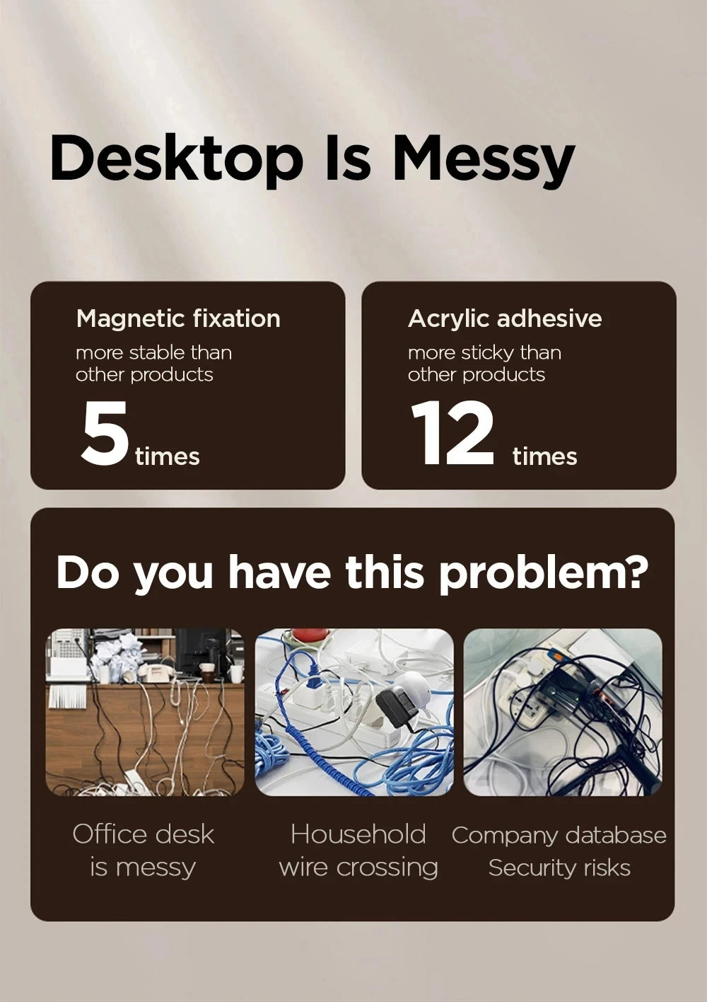 Magnetic Cable Clip Cable Holder Adhesive Wire Keeper Cord Cable Organizer for Home Office Under Desk Management