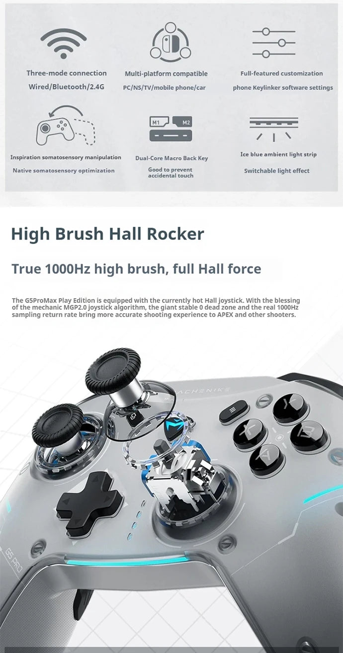 Machenike G5 Pro Max Gamepad Gaming Controller Tri-Mode Fps Wireless Game Pad Elite Hall Trigger Joystick For Switch Pc Steam