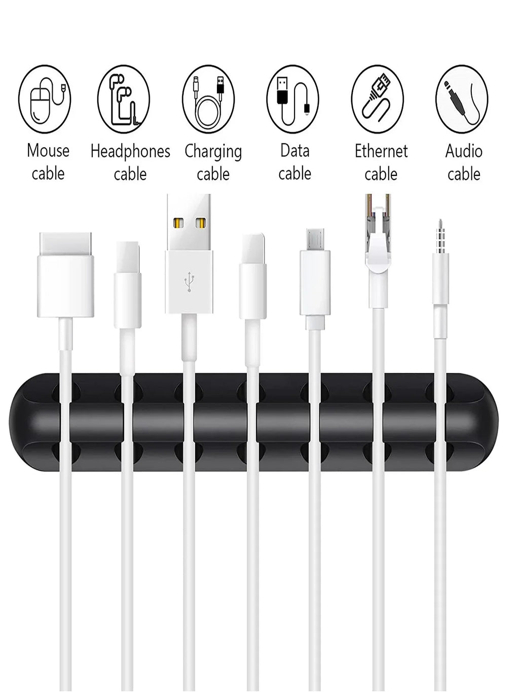 1pc Self-Adhesive Cable Organizer for Easy Wire and Data Cable Management - 7 Hole Black Wire Clips and Network Cable Clamps