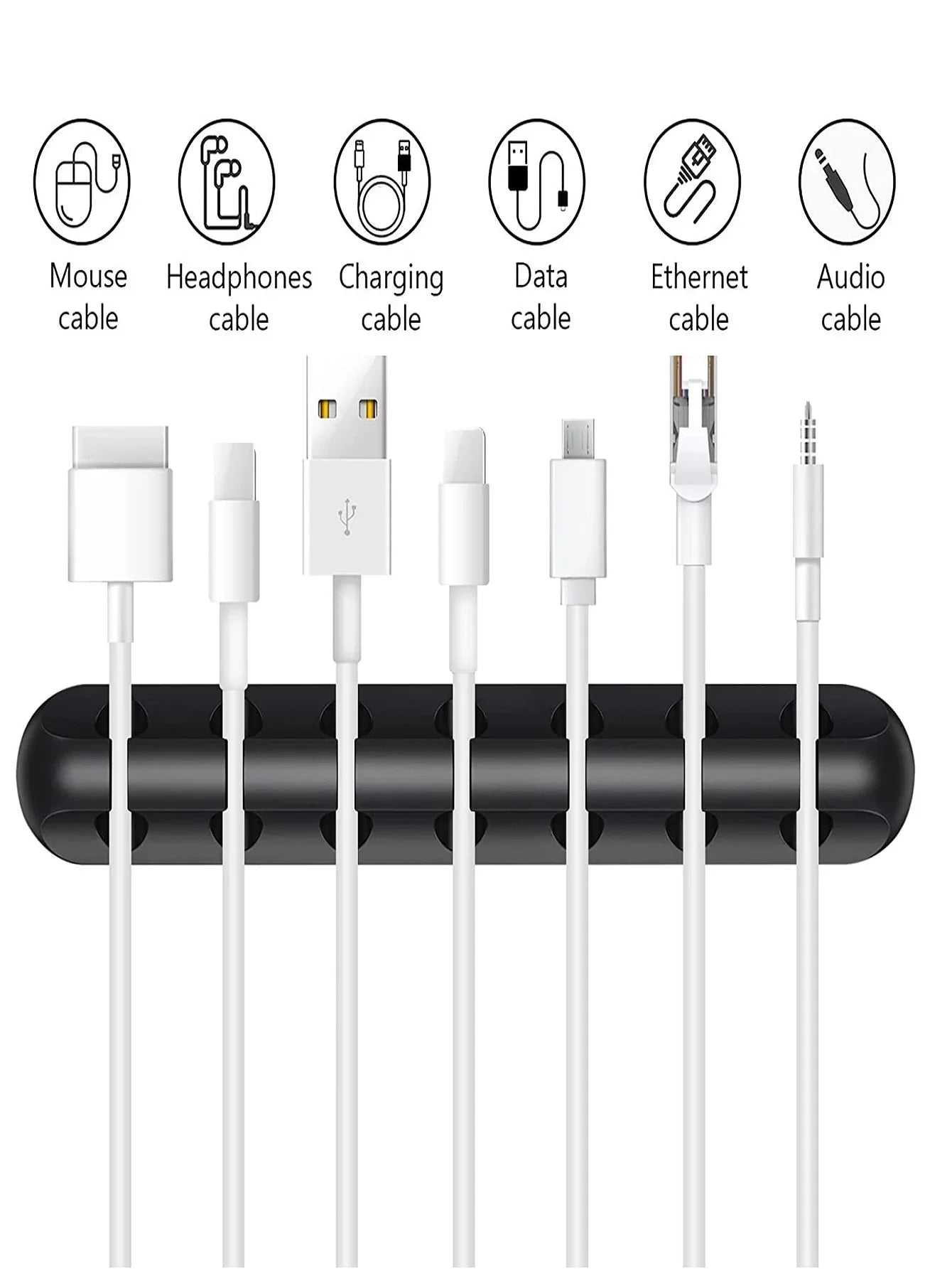 1pc Self-Adhesive Cable Organizer for Easy Wire and Data Cable Management - 7 Hole Black Wire Clips and Network Cable Clamps