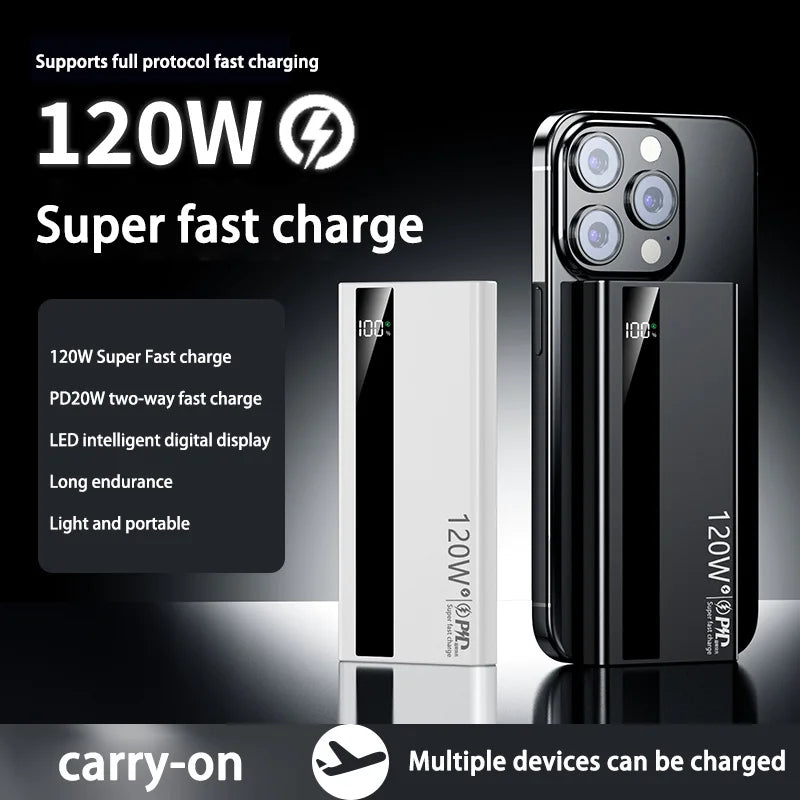 Xiaomi 500000mAh Power Bank 120W Fast Charging Large Capacity Power Bank PD 20W Suitable For All Mobile Phones Long Endurance