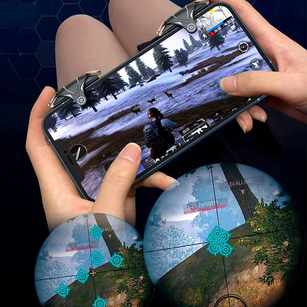 2Pcs 4 Finger Controller Sensitive Gaming Aim Shooting Triggers Button for PUBG for Children Birthday Surprise Gift